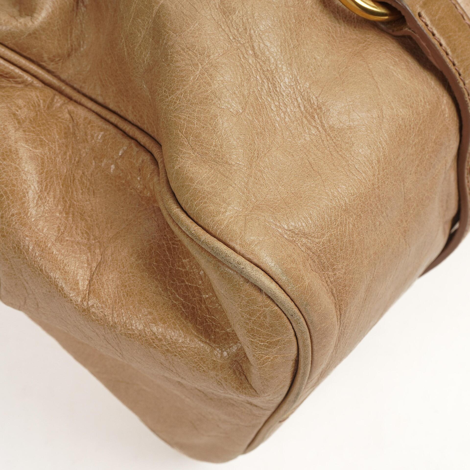 Miu Miu Vitello Lux Satchel Bow Bag Cammeo