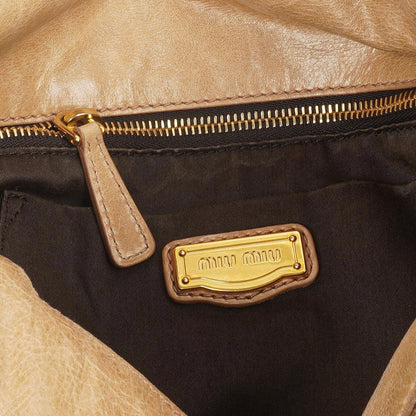 Miu Miu Vitello Lux Satchel Bow Bag Cammeo
