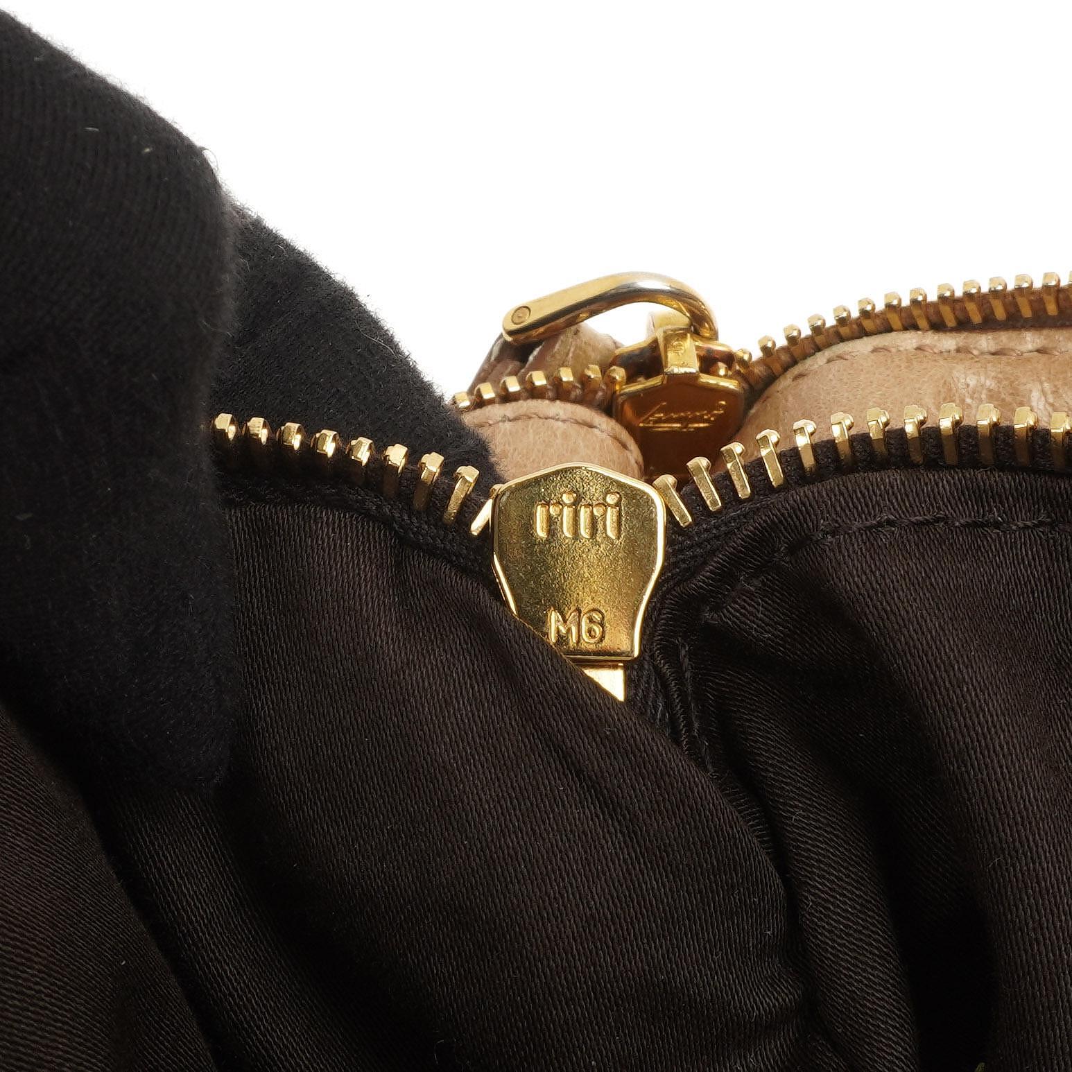 Miu Miu Vitello Lux Satchel Bow Bag Cammeo