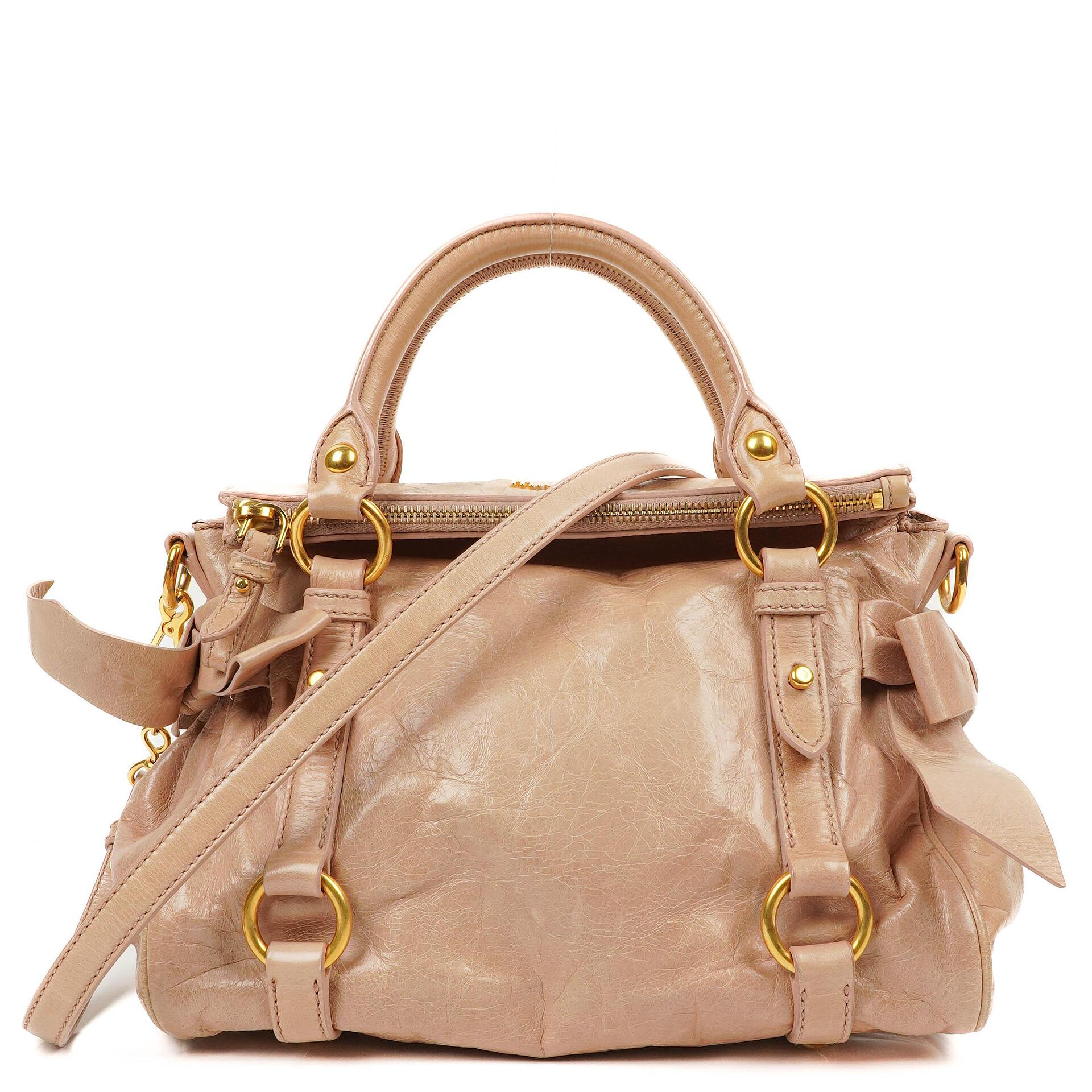Miu Miu Vitello Lux Kleine Schleifen Satchel Tasche Cipria