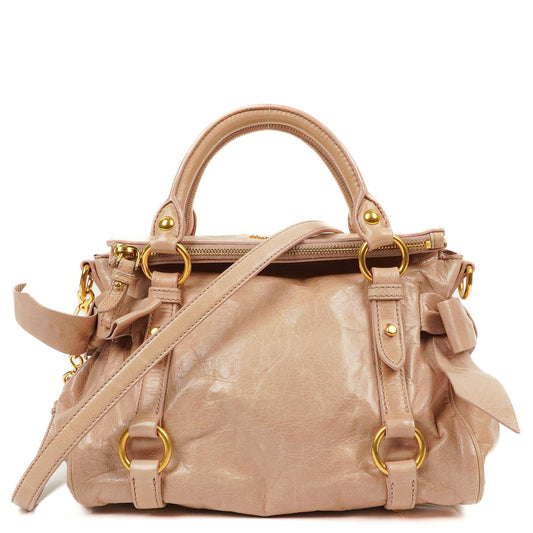 Miu Miu Vitello Lux Kleine Schleifen Satchel Tasche Cipria