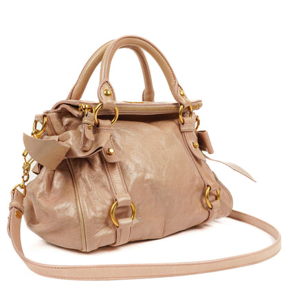 Miu Miu Vitello Lux Kleine Schleifen Satchel Tasche Cipria