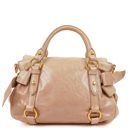 Miu Miu Vitello Lux Kleine Schleifen Satchel Tasche Cipria
