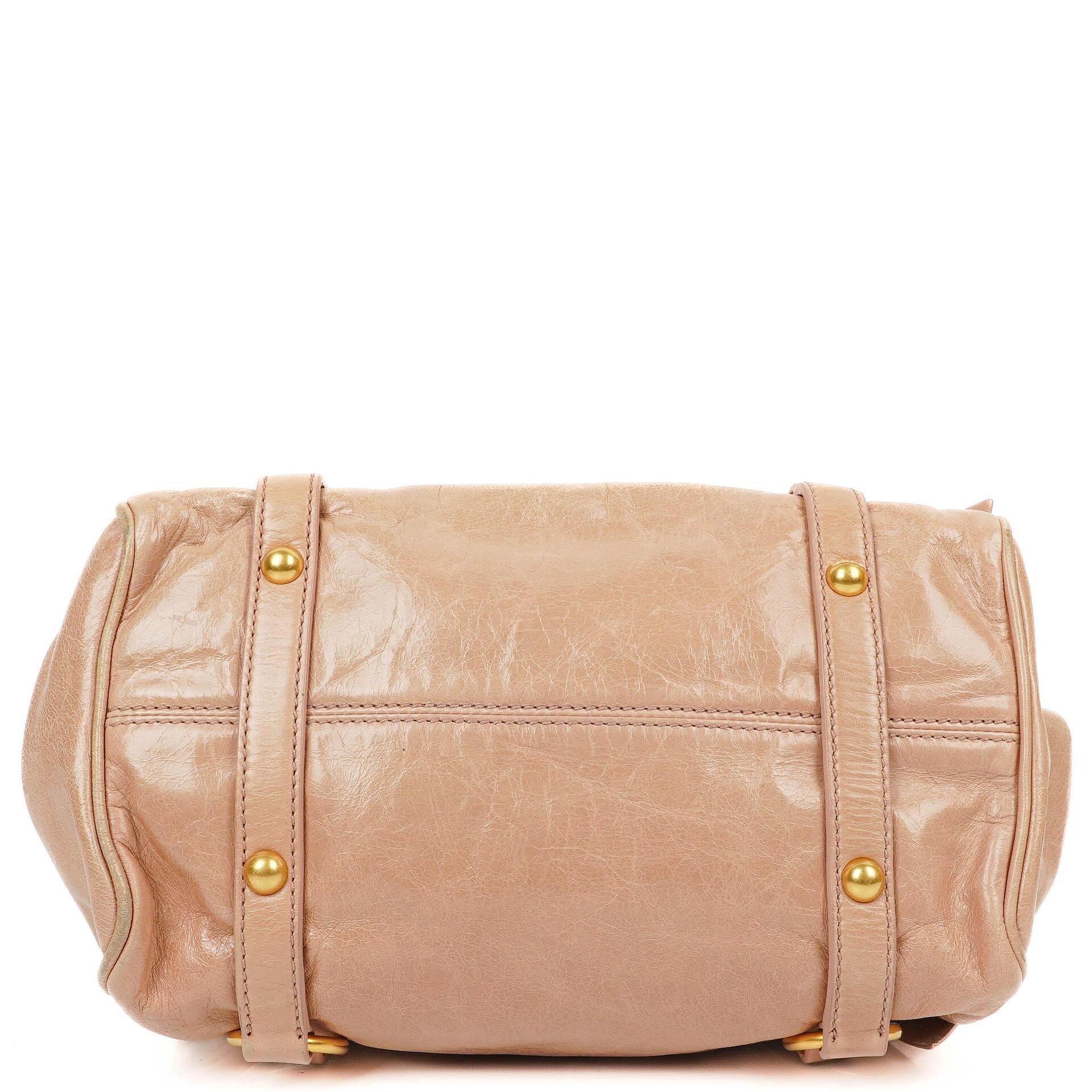 Miu Miu Vitello Lux Kleine Schleifen Satchel Tasche Cipria