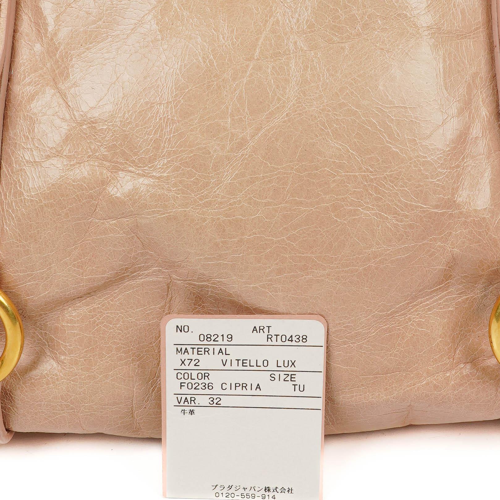 Miu Miu Vitello Lux Kleine Schleifen Satchel Tasche Cipria