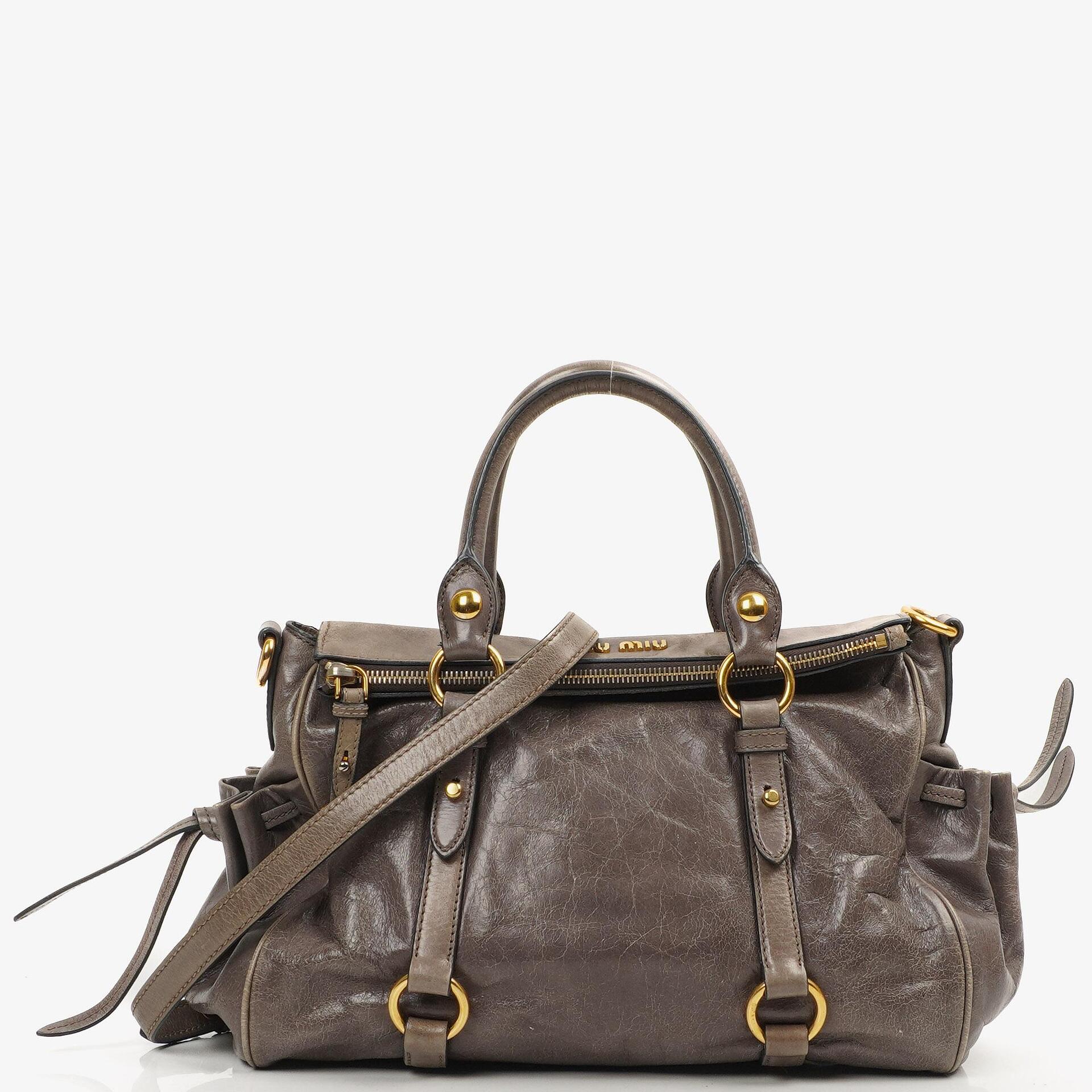 Miu Miu Vitello Lux Fumo Bow Tasche