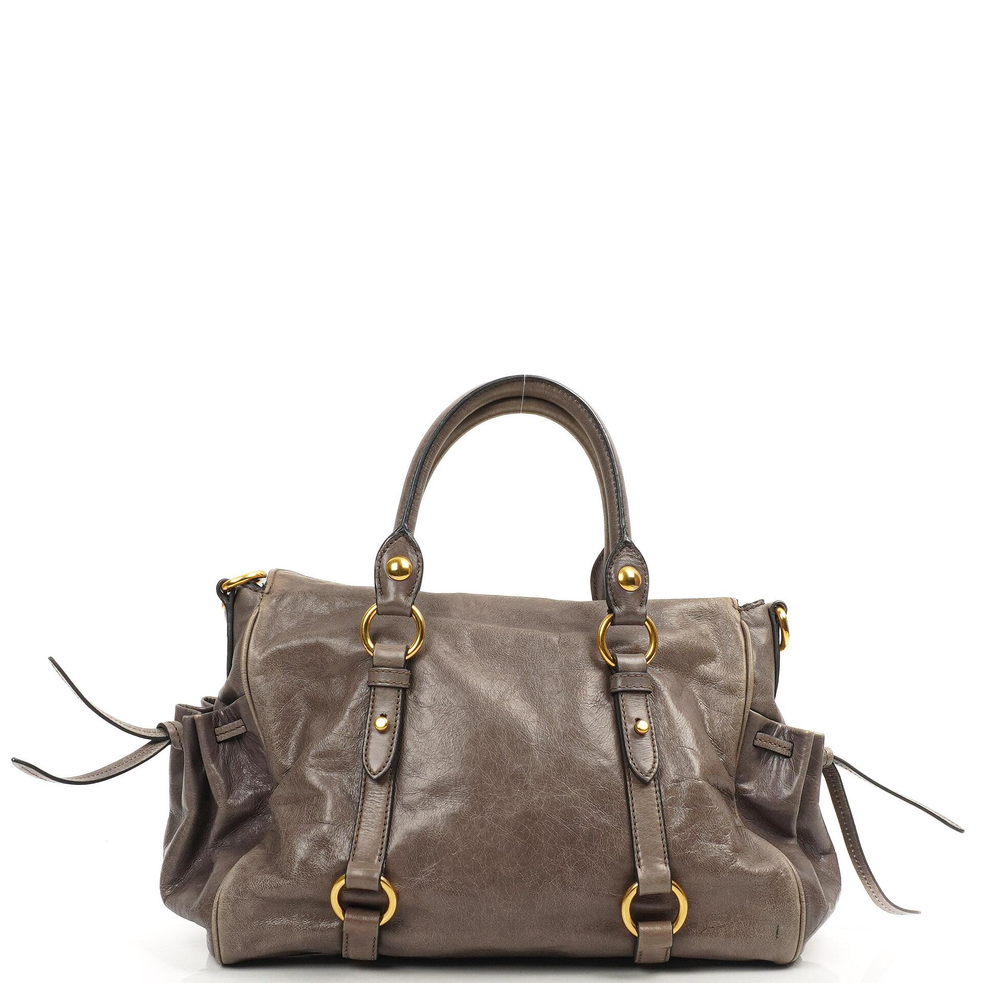 Miu Miu Vitello Lux Fumo Bow Tasche