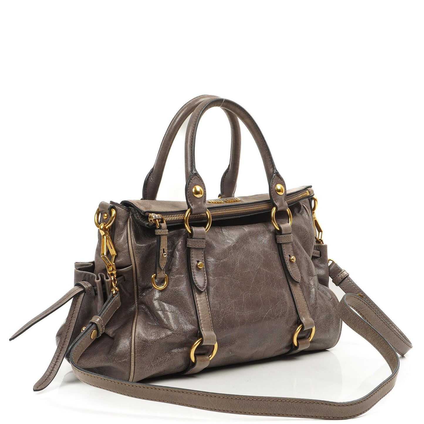 Miu Miu Vitello Lux Fumo Bow Tasche