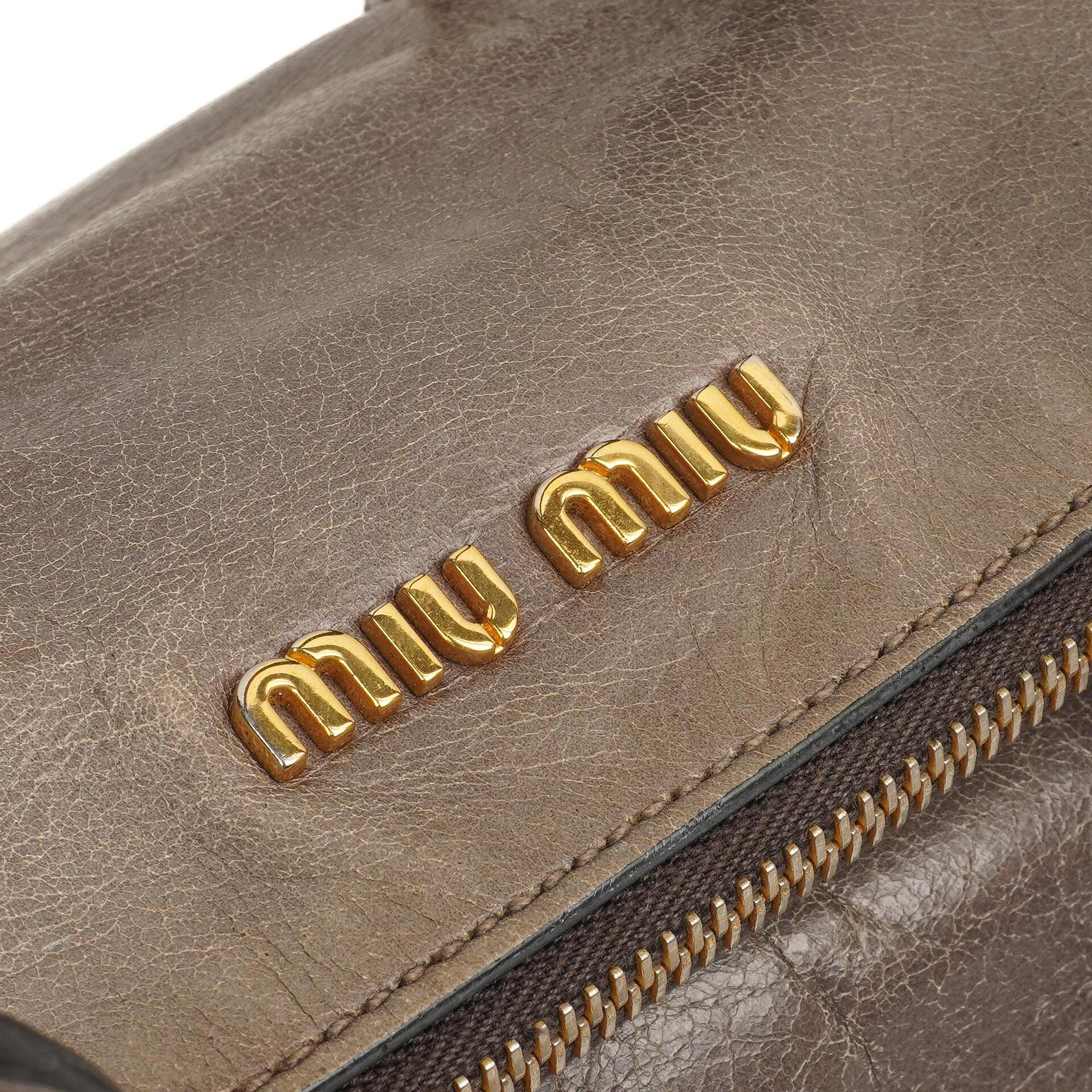 Miu Miu Vitello Lux Fumo Bow Tasche