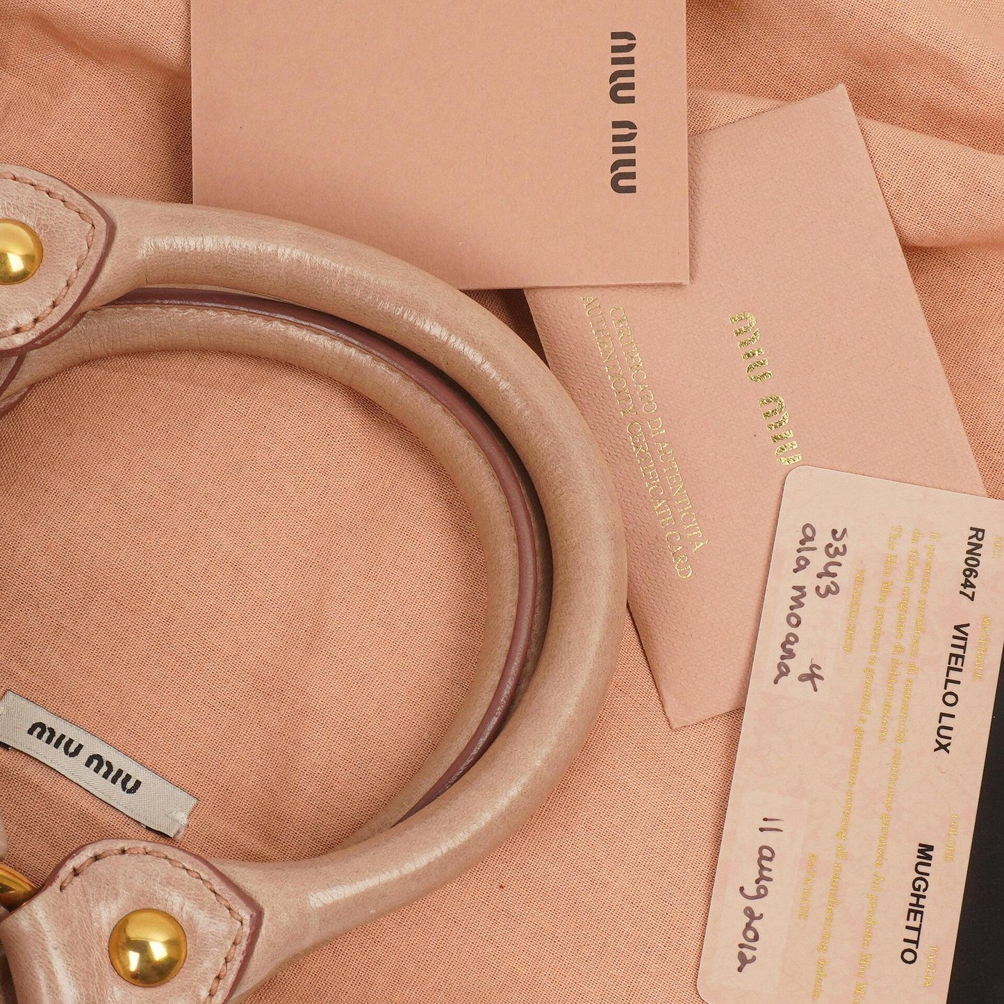 Miu Miu Vitello Lux Satchel Tasche Mughetto