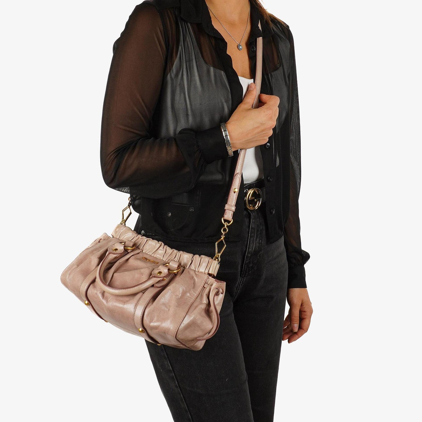 Miu Miu Vitello Lux Satchel Tasche Mughetto