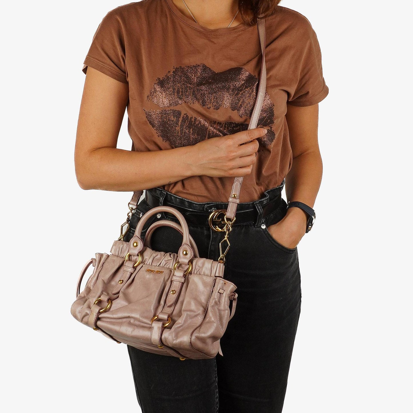 Miu Miu Vitello Lux Satchel Tasche Mughetto