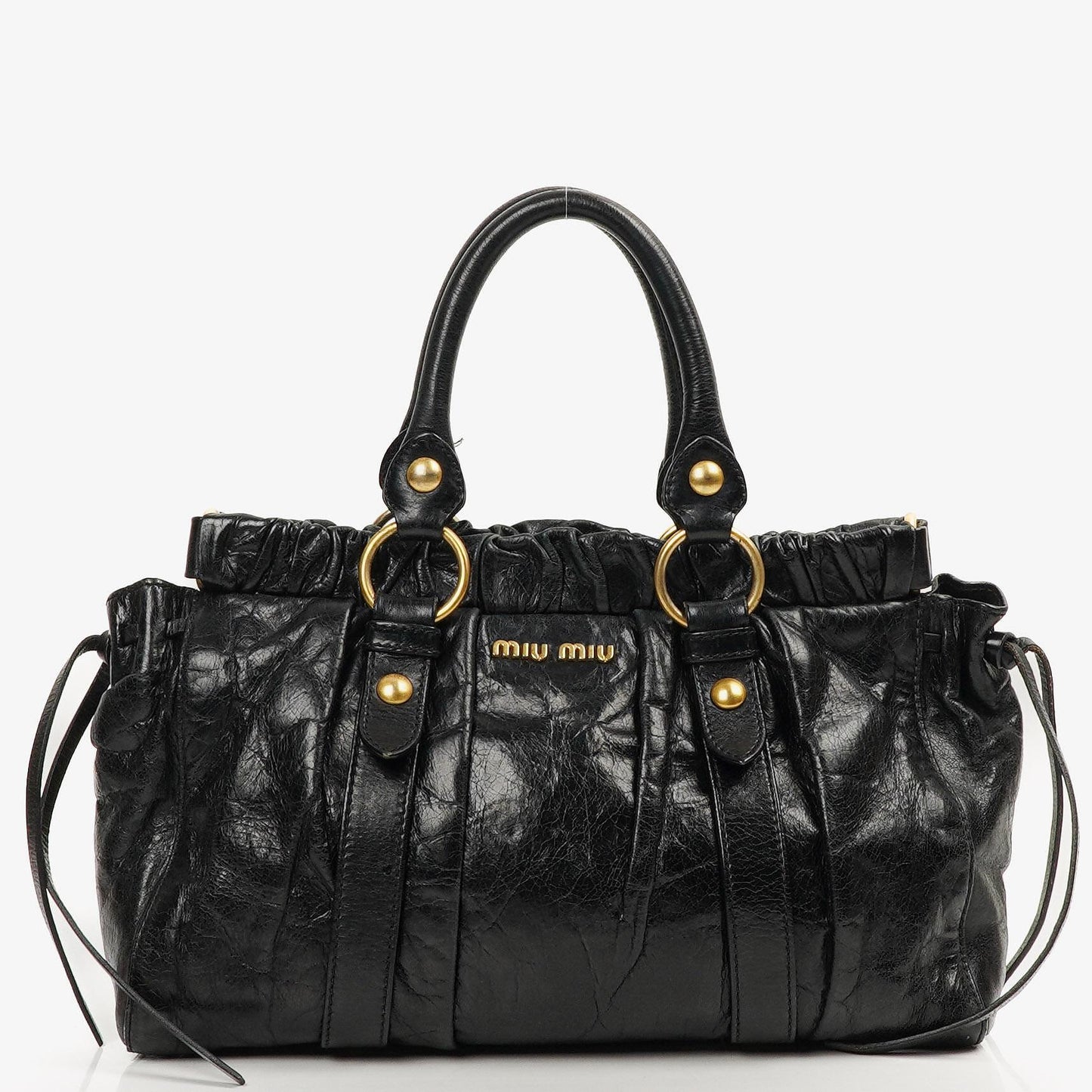Miu Miu Vitello Lux Satchel Tasche Nero Schwarz