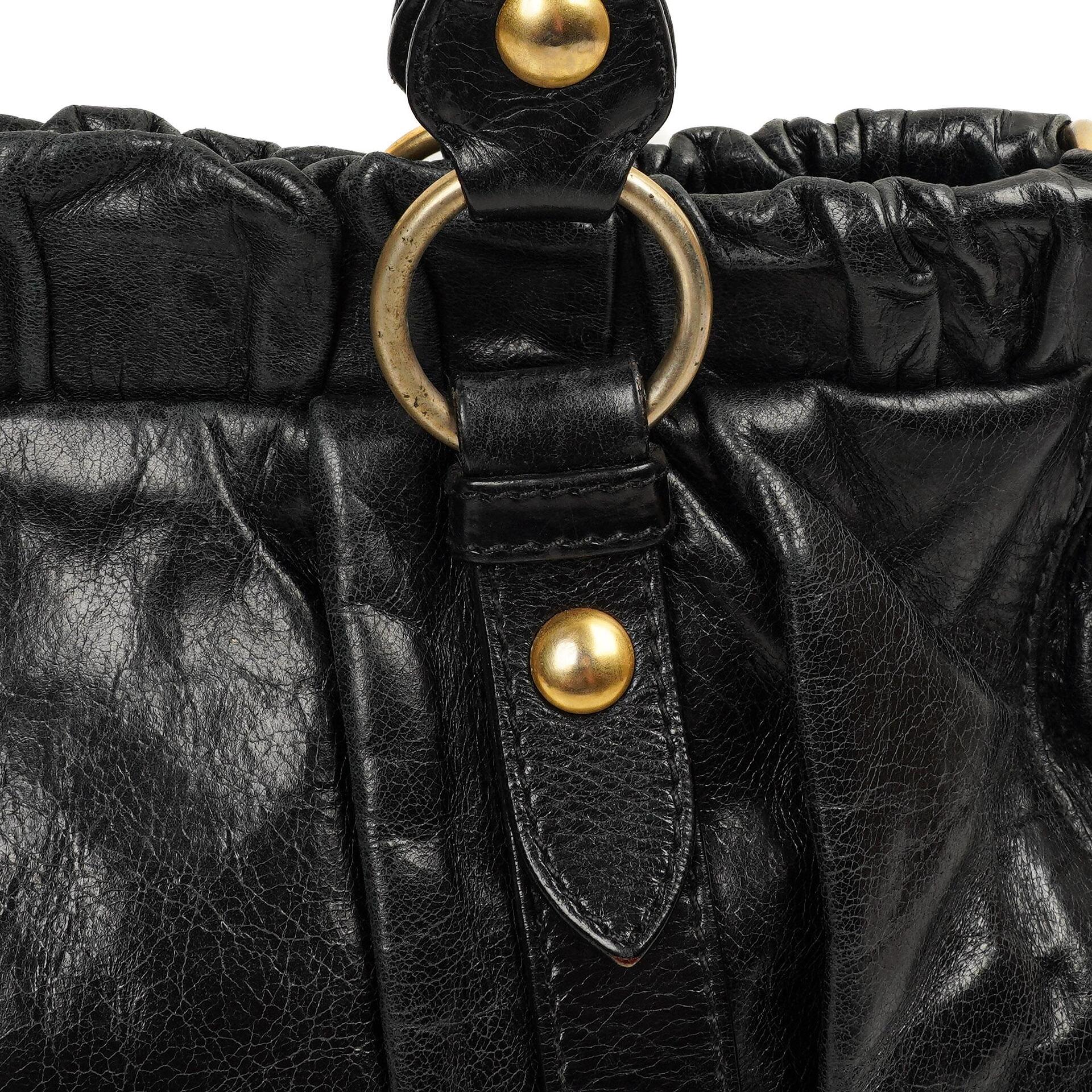 Miu Miu Vitello Lux Satchel Tasche Nero Schwarz