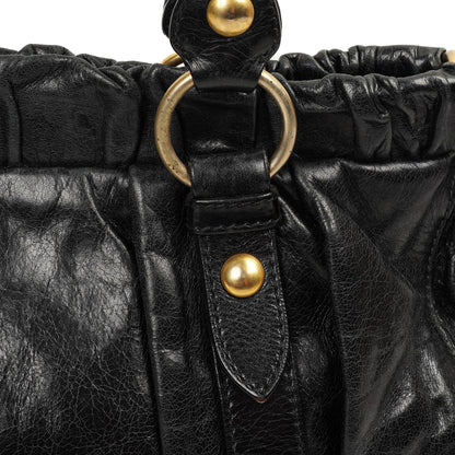 Miu Miu Vitello Lux Satchel Tasche Nero Schwarz