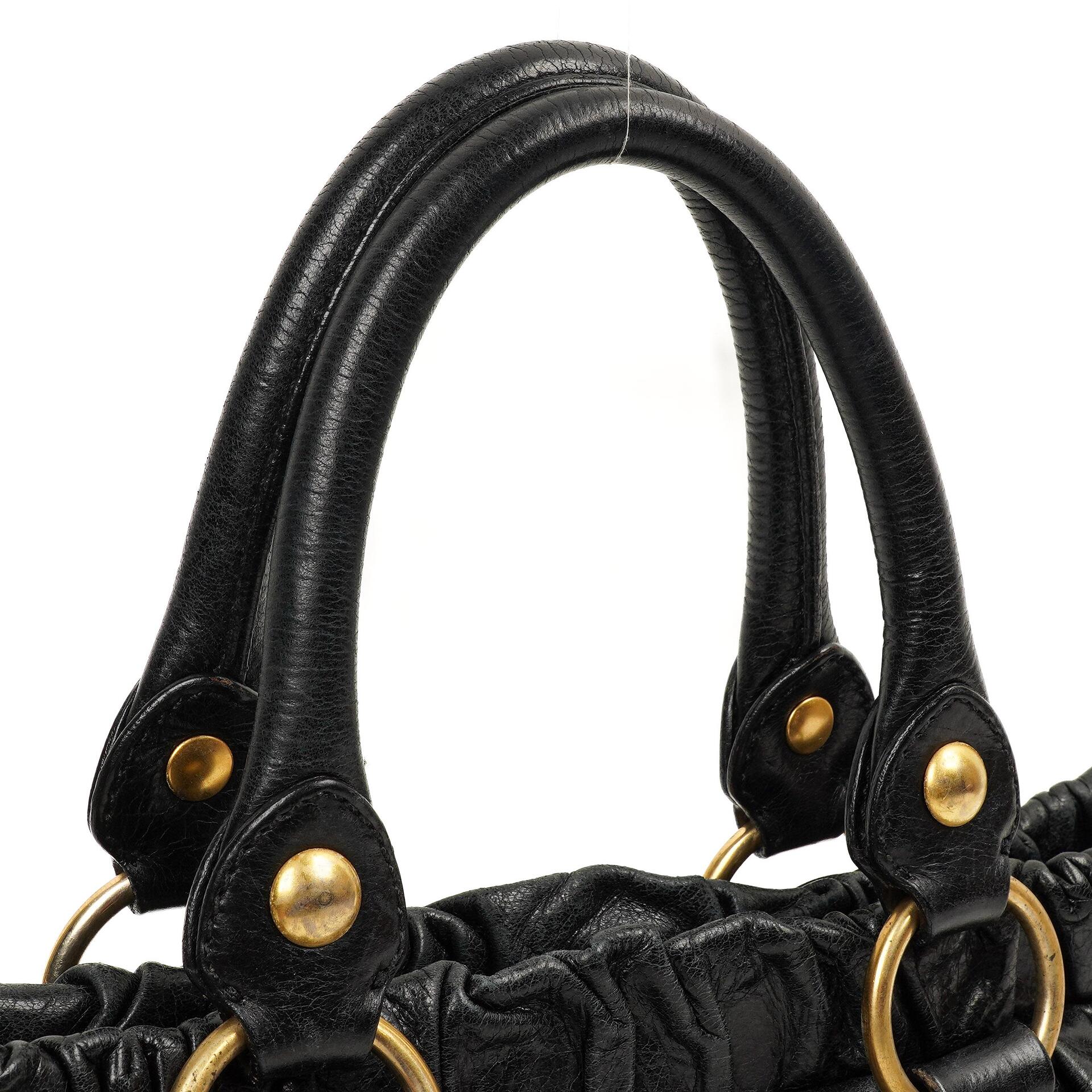 Miu Miu Vitello Lux Satchel Tasche Nero Schwarz