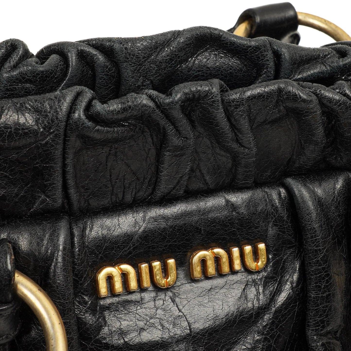 Miu Miu Vitello Lux Satchel Tasche Nero Schwarz