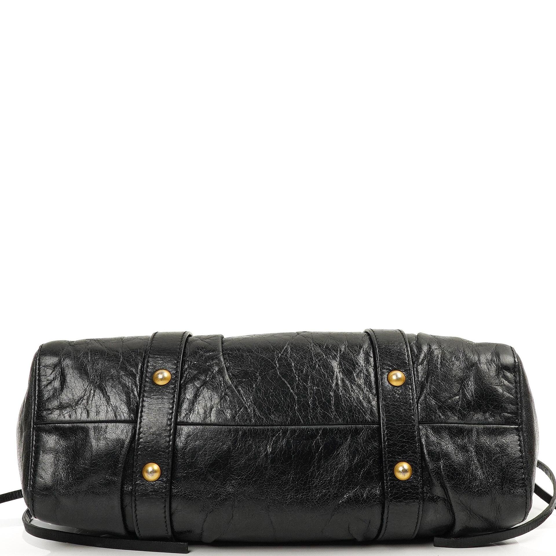 Miu Miu Vitello Lux Satchel Tasche Nero Schwarz