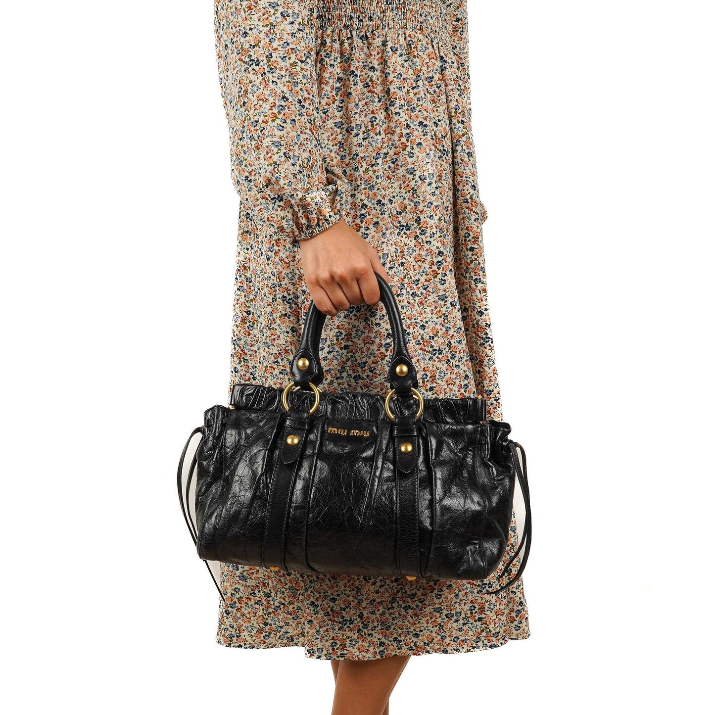 Miu Miu Vitello Lux Satchel Tasche Nero Schwarz