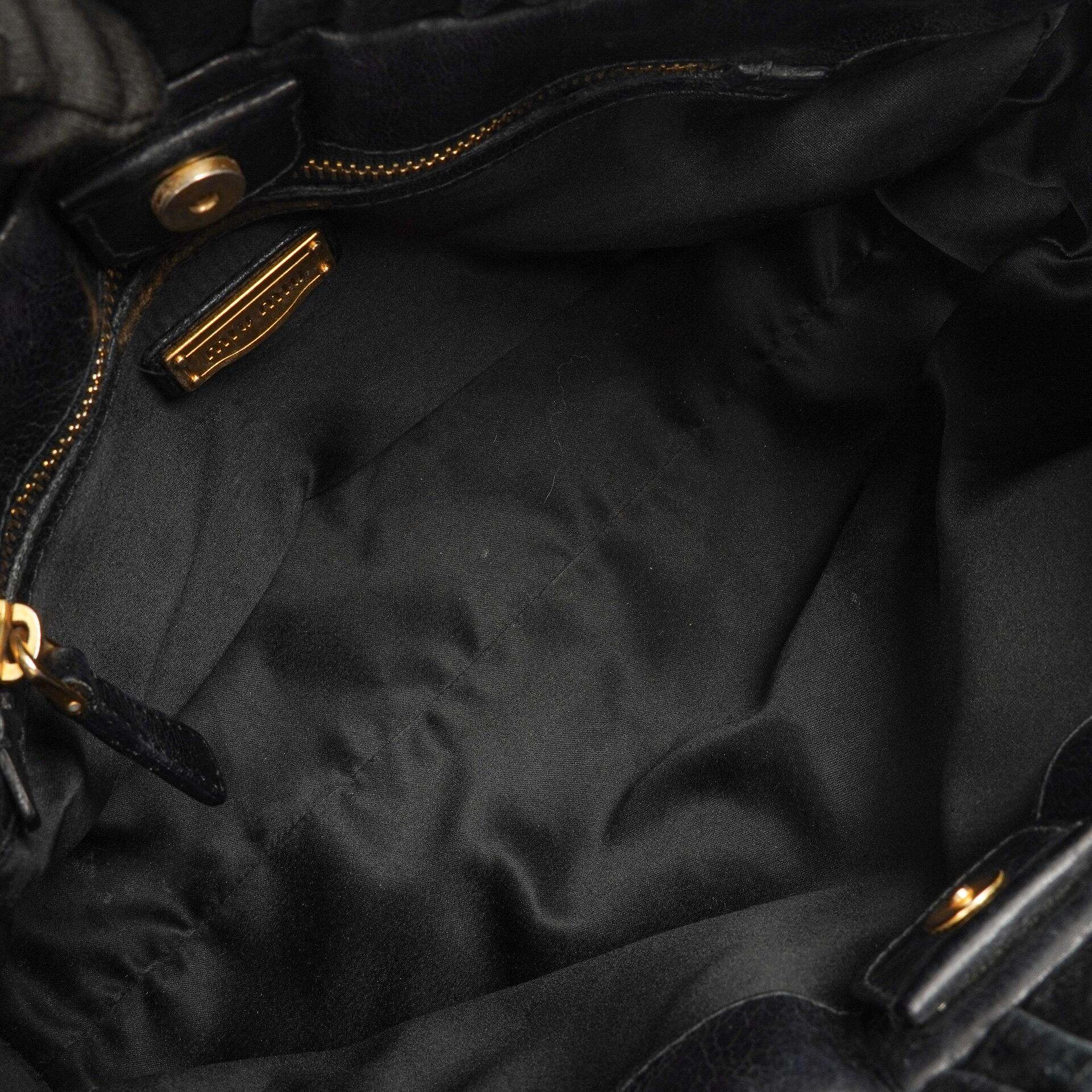 Miu Miu Vitello Lux Satchel Tasche Nero Schwarz