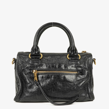 Miu Miu Vitello Lux Kleine Satchel Tasche aus schwarzem Leder