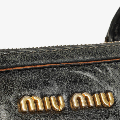Miu Miu Vitello Lux Kleine Satchel Tasche aus schwarzem Leder