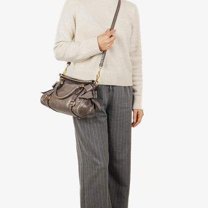 Miu Miu Vitello Lux Small Bow Satchel Tasche