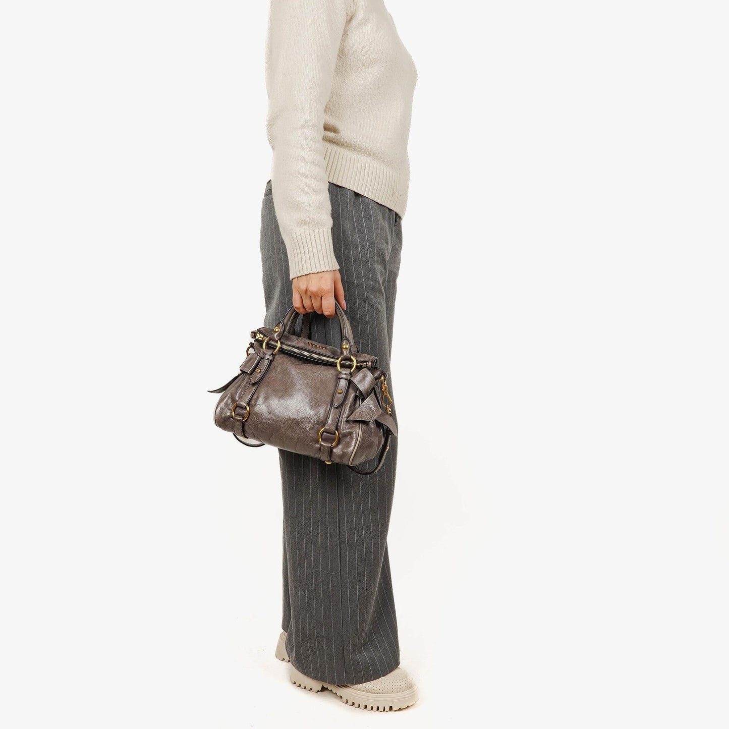 Miu Miu Vitello Lux Small Bow Satchel Tasche