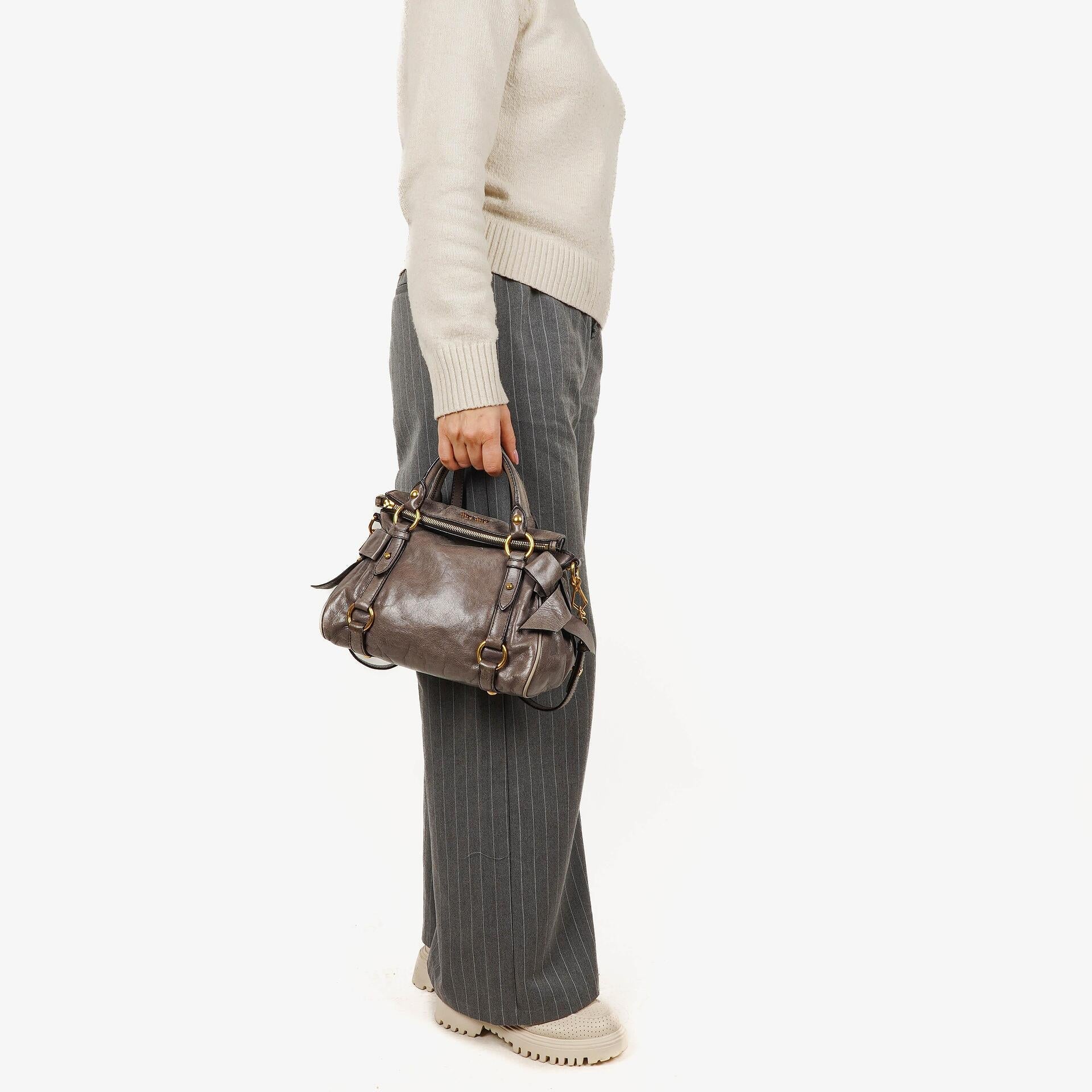 Miu Miu Vitello Lux Small Bow Satchel Tasche