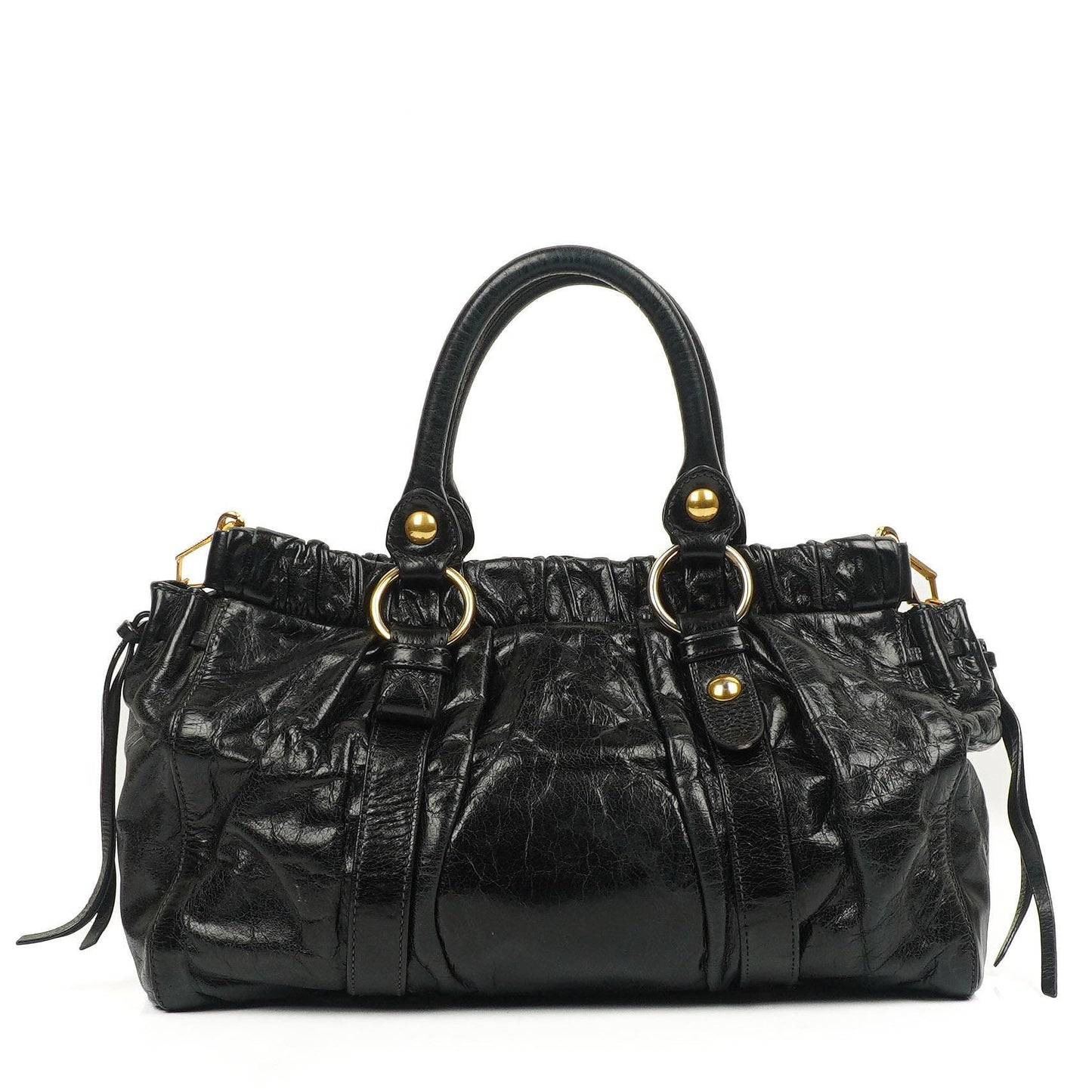 Miu Miu Vitello Shine Satchel Tasche Schwarz