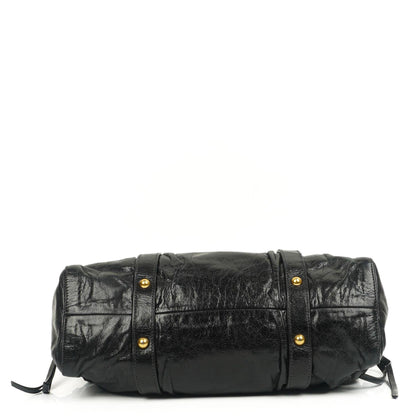 Miu Miu Vitello Shine Satchel Tasche Schwarz