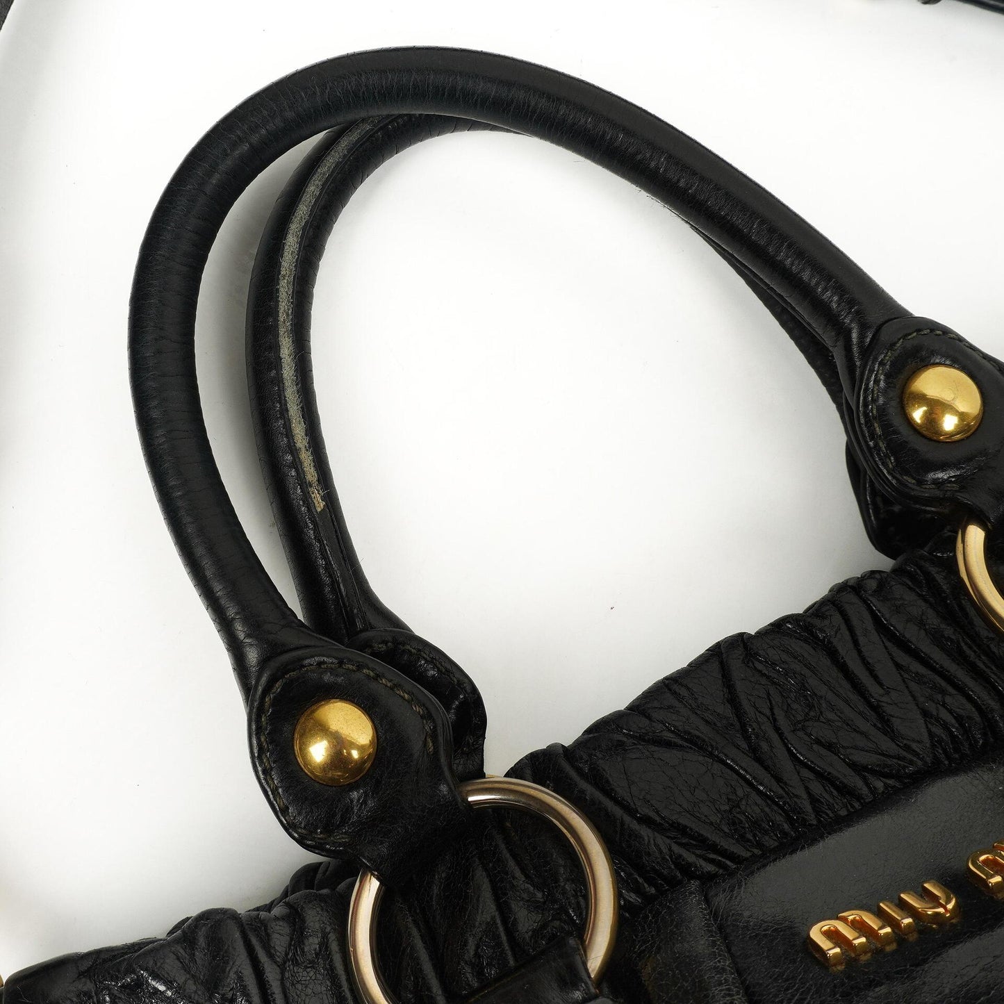 Miu Miu Vitello Shine Satchel Tasche Schwarz