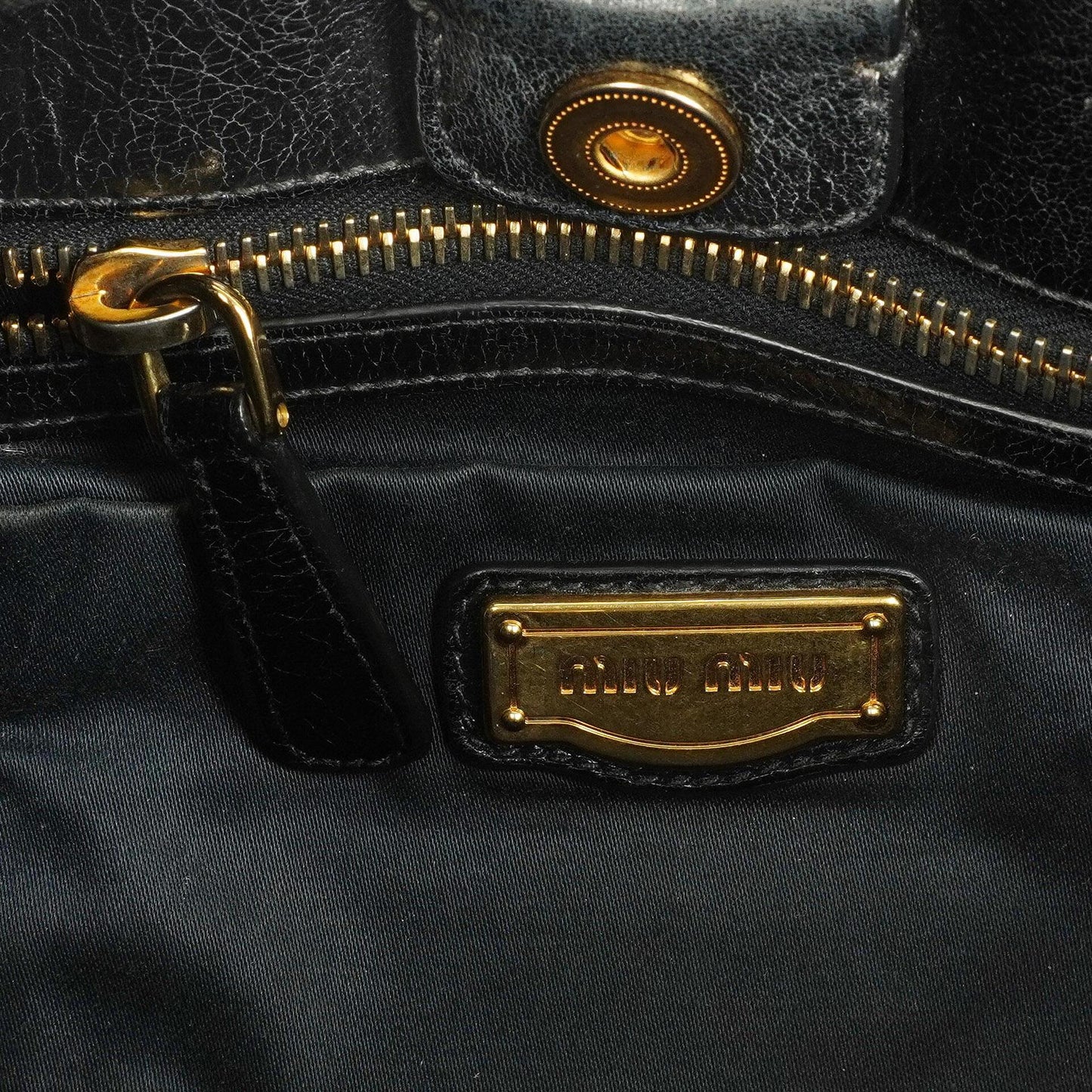 Miu Miu Vitello Shine Satchel Tasche Schwarz