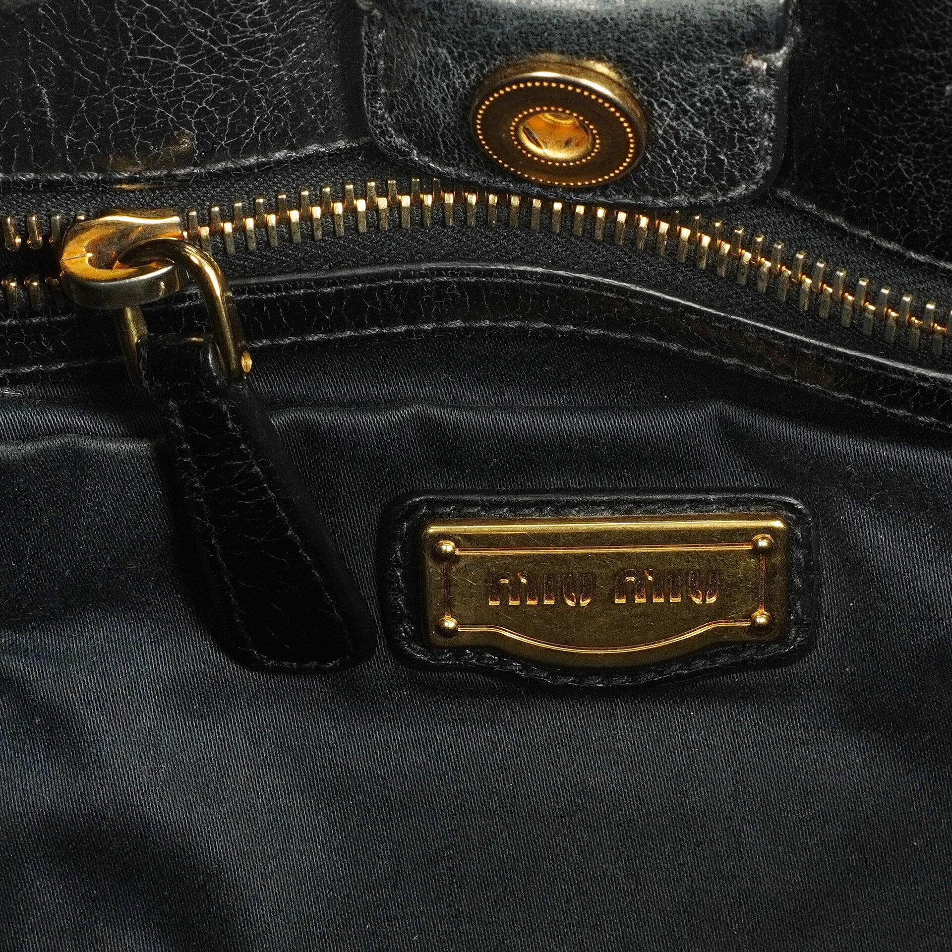 Miu Miu Vitello Shine Satchel Tasche Schwarz