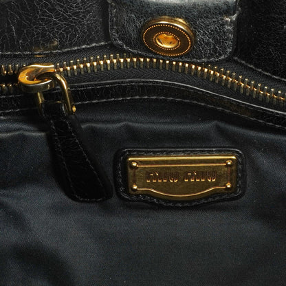 Miu Miu Vitello Shine Satchel Tasche Schwarz