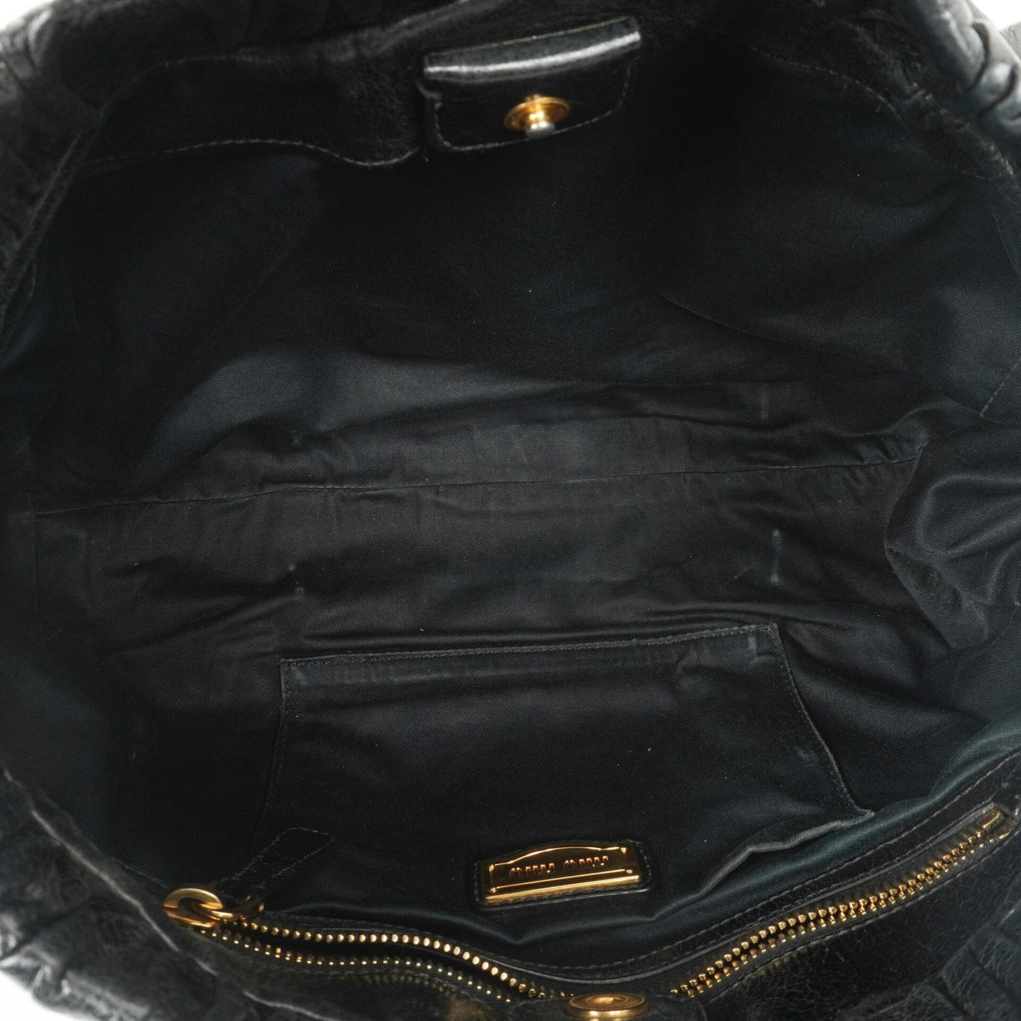 Miu Miu Vitello Shine Satchel Tasche Schwarz