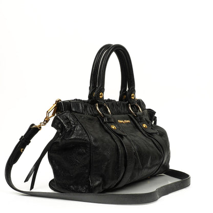 Miu Miu Vitello Shine Satchel Tasche Schwarz