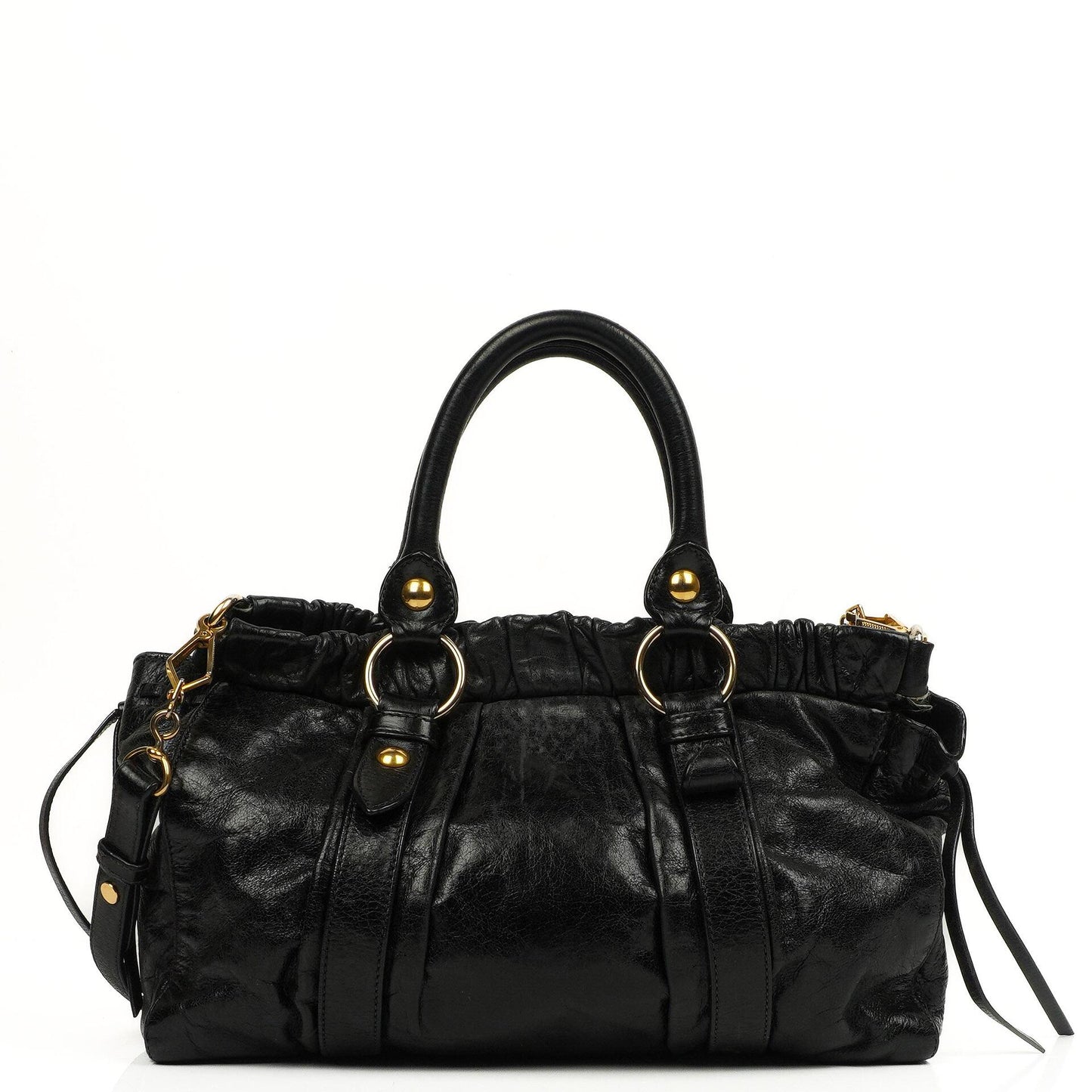 Miu Miu Vitello Shine Satchel Tasche Schwarz