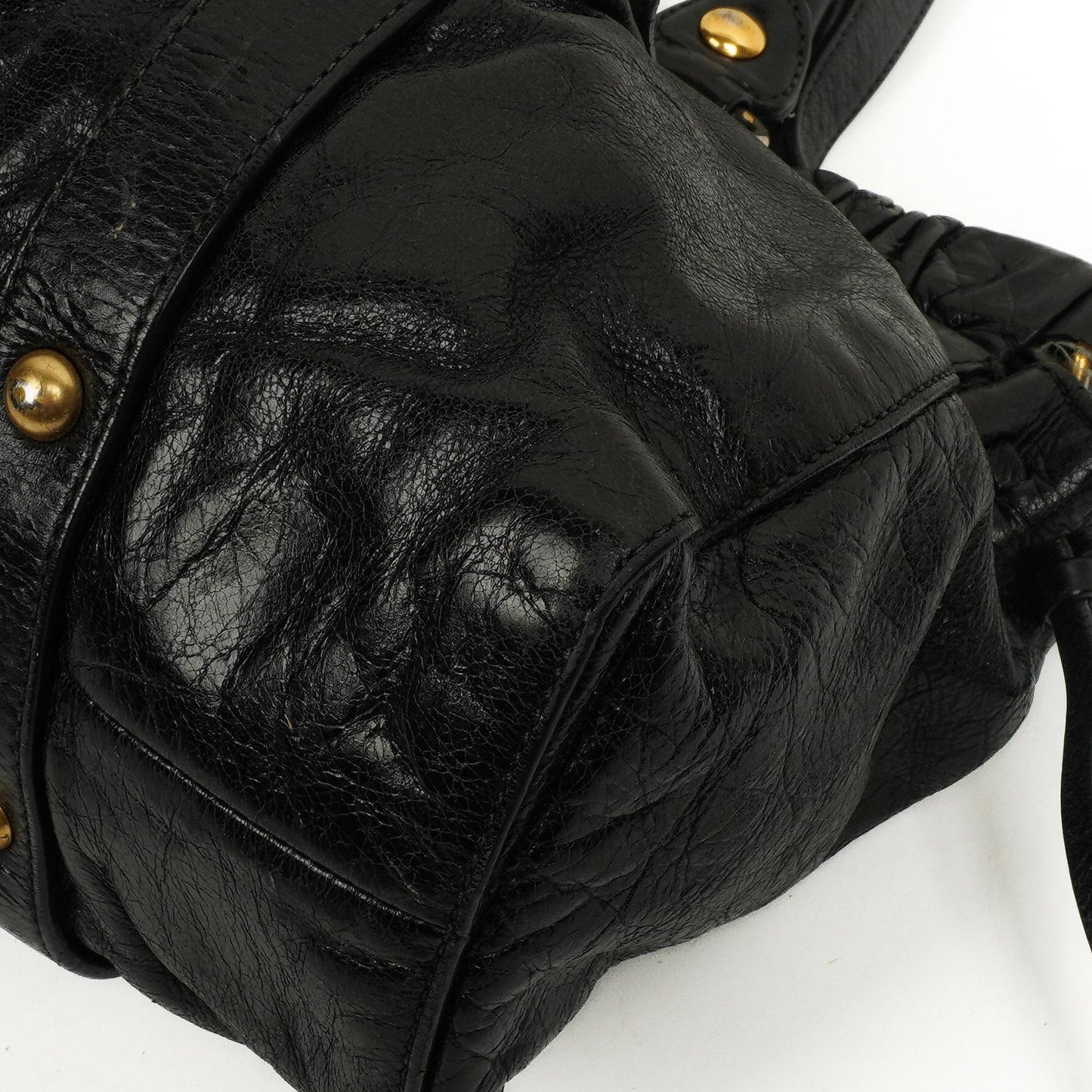 Miu Miu Vitello Shine Satchel Tasche Schwarz