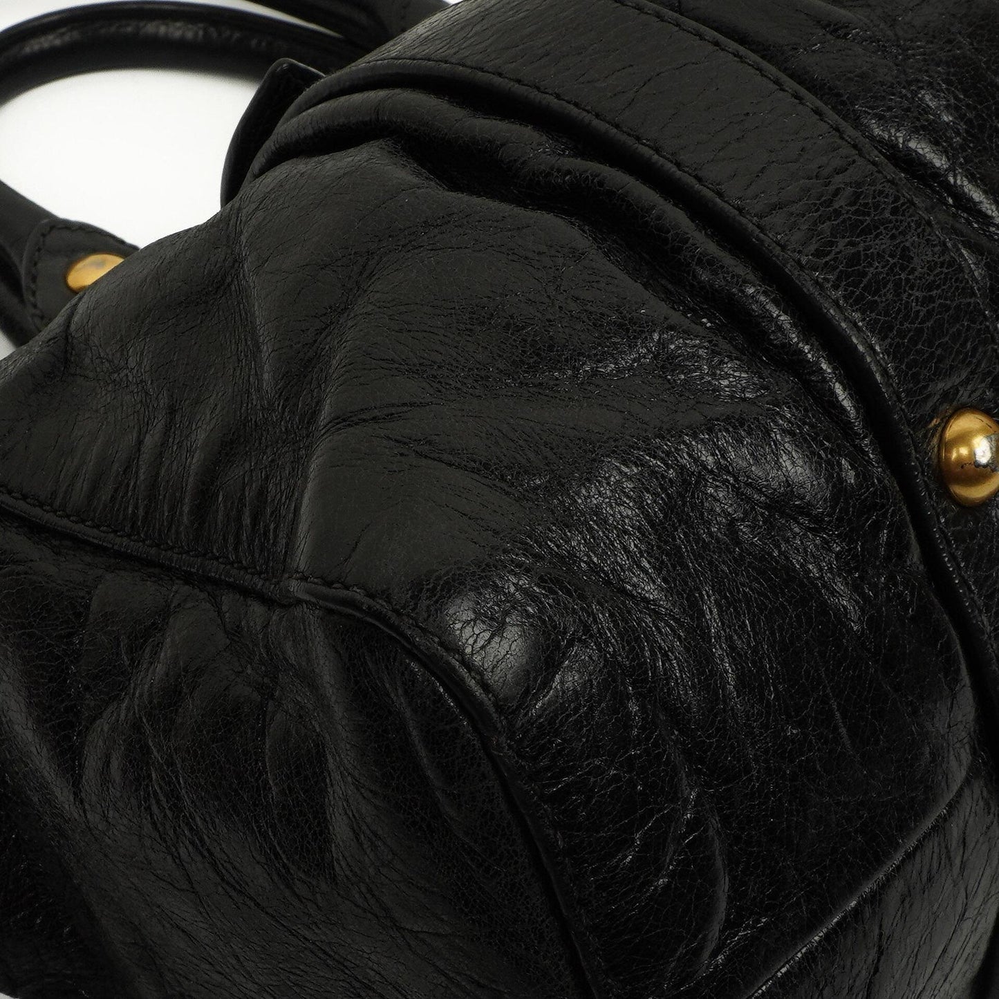 Miu Miu Vitello Shine Satchel Tasche Schwarz