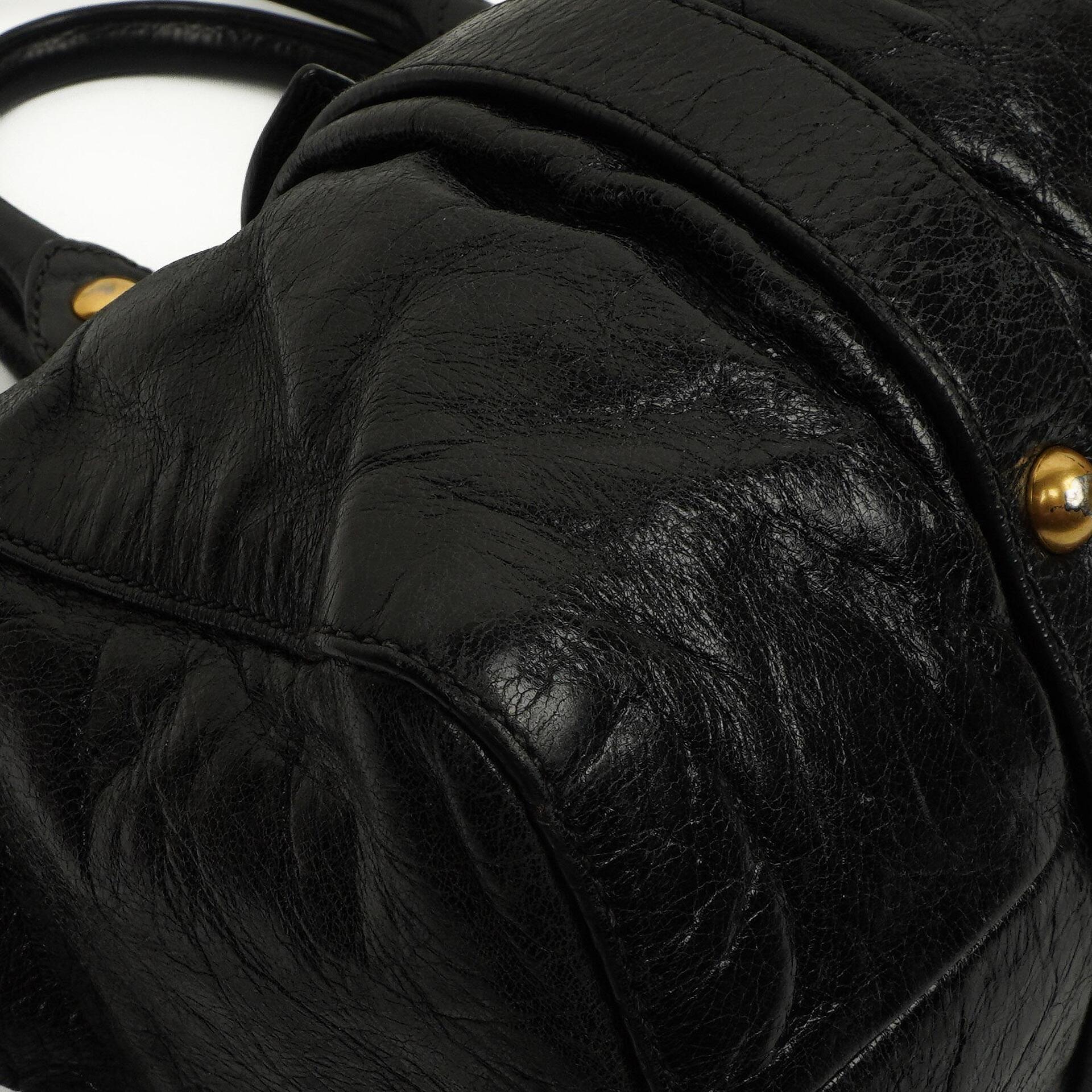 Miu Miu Vitello Shine Satchel Tasche Schwarz