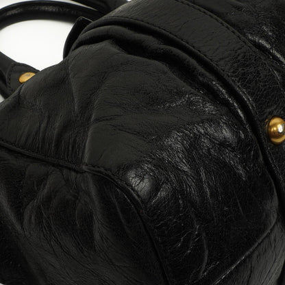 Miu Miu Vitello Shine Satchel Tasche Schwarz