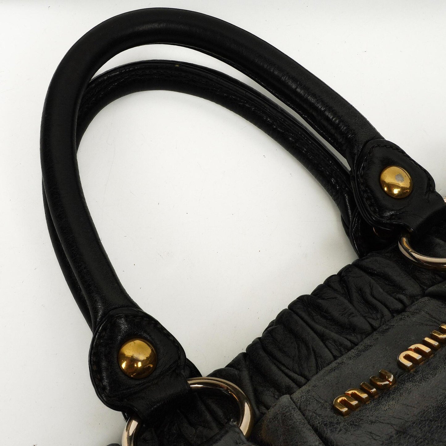 Miu Miu Vitello Shine Satchel Tasche Schwarz