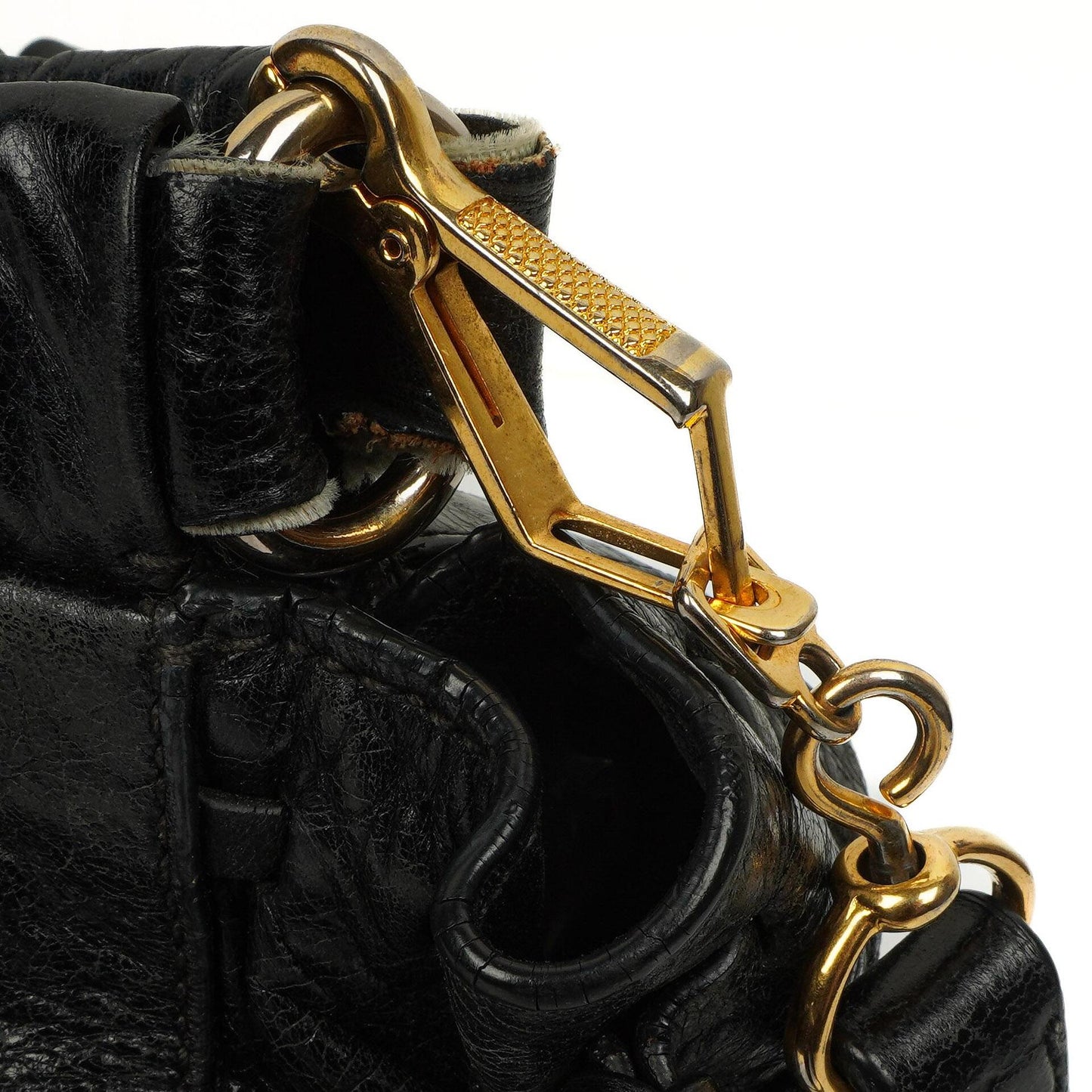 Miu Miu Vitello Shine Satchel Tasche Schwarz