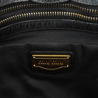 Miu Miu Vitello Shine Satchel Tasche Schwarz