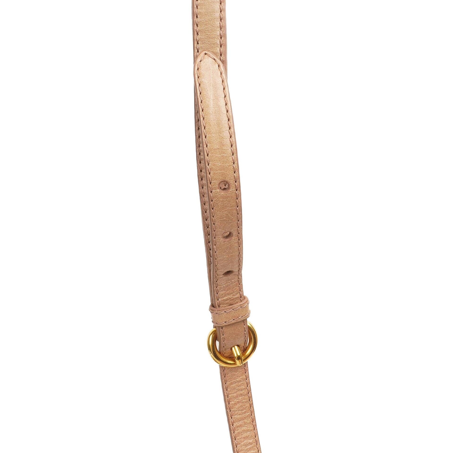 Miu Miu Vitello Shine Tote Bag Cammeo