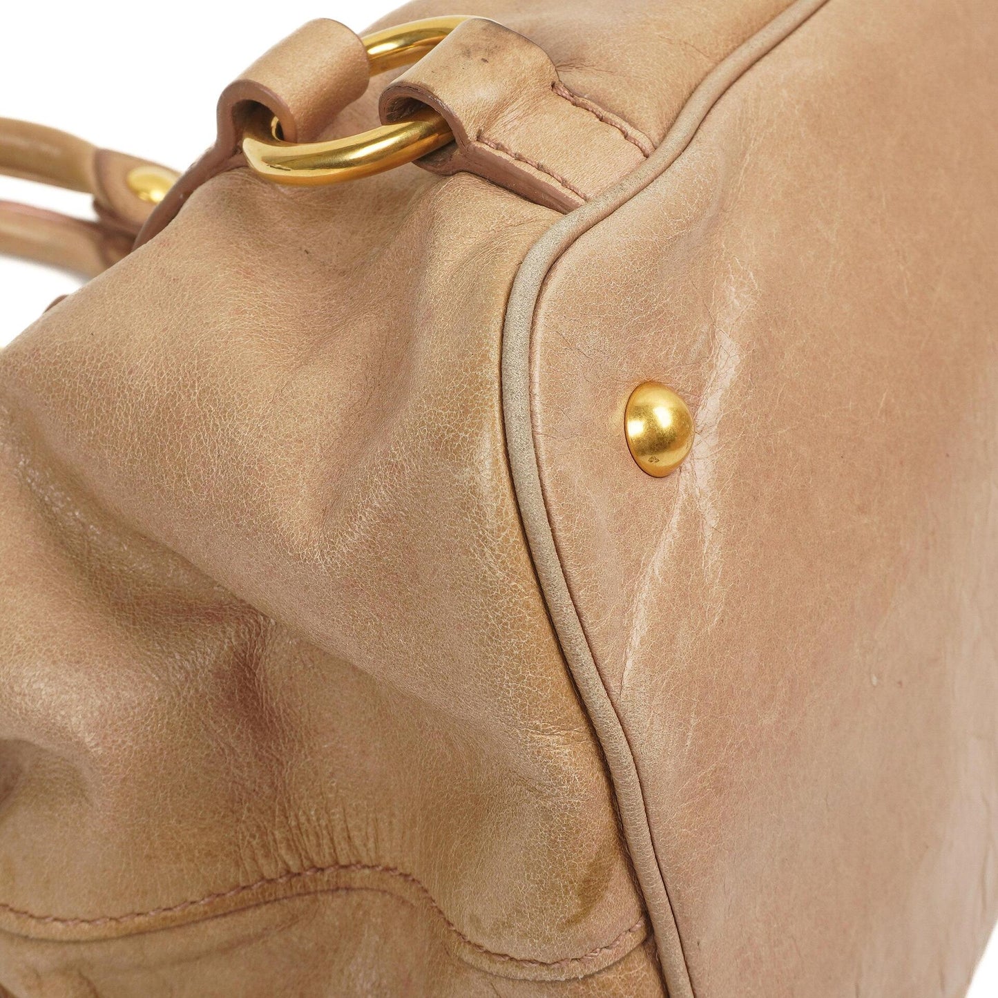 Miu Miu Vitello Shine Tote Bag Cammeo
