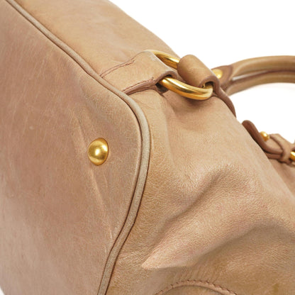 Miu Miu Vitello Shine Tote Bag Cammeo