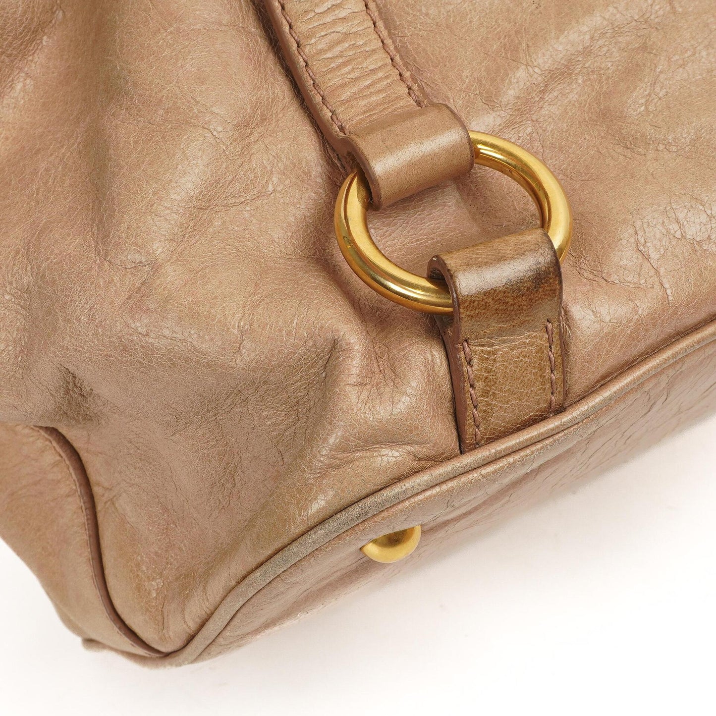 Miu Miu Vitello Shine Tote Bag Cammeo