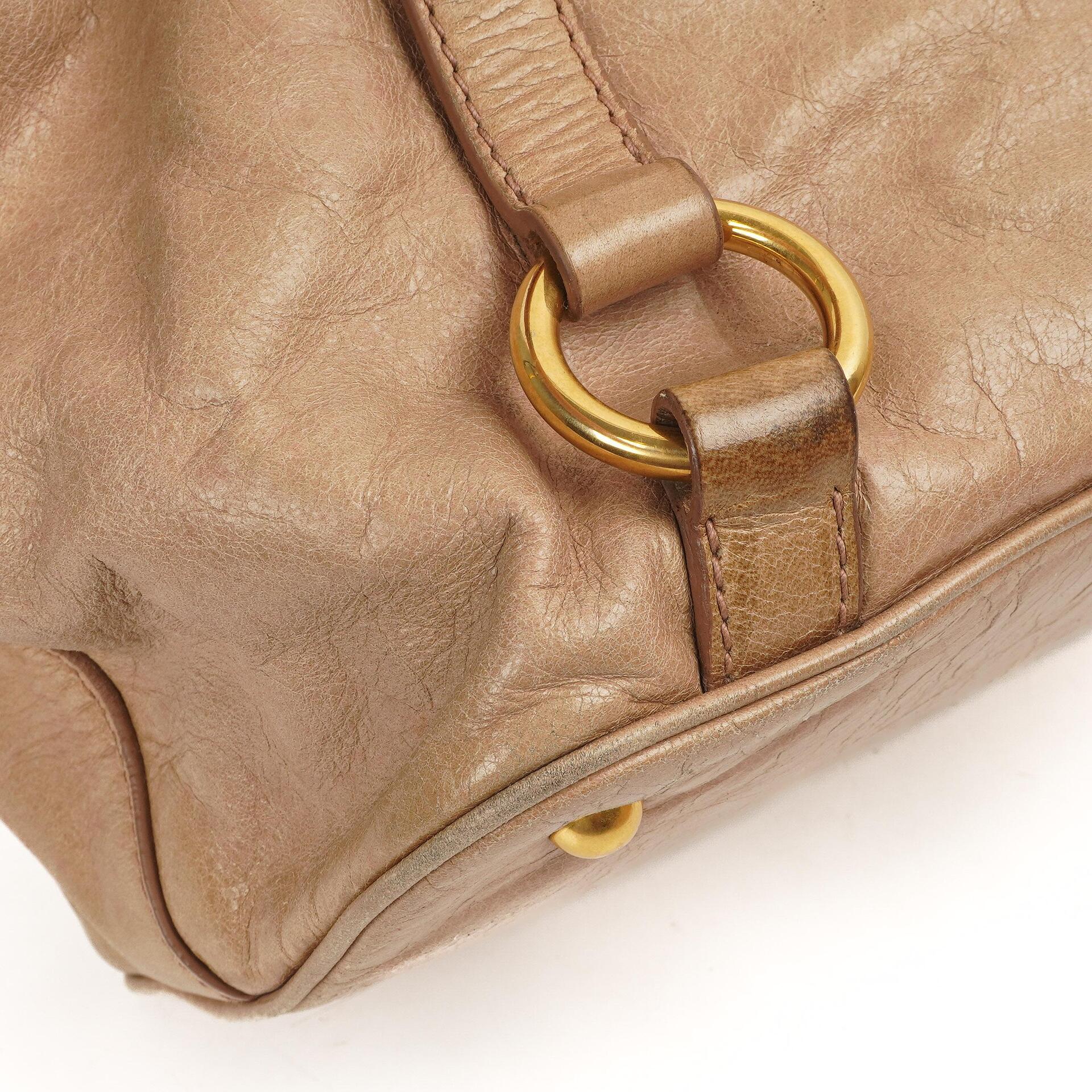 Miu Miu Vitello Shine Tote Bag Cammeo